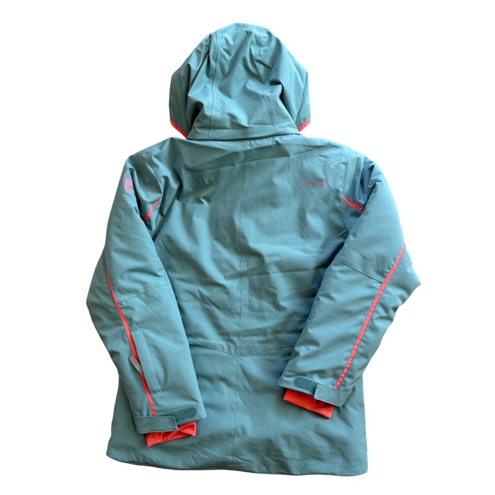 Spyder‎ Kids Insulated Ski Snowboard Jacket Teal Pink Hooded Winer Size 18 XS/S - Picture 2 of 14